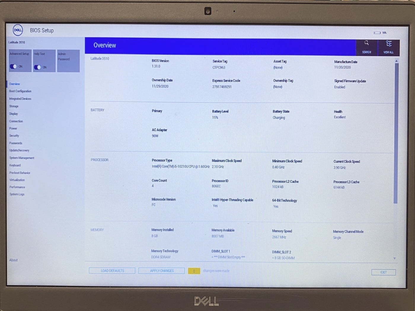 【中古・現状渡し】DELL Latitude 3520 P108F #2 - 画像 (7)