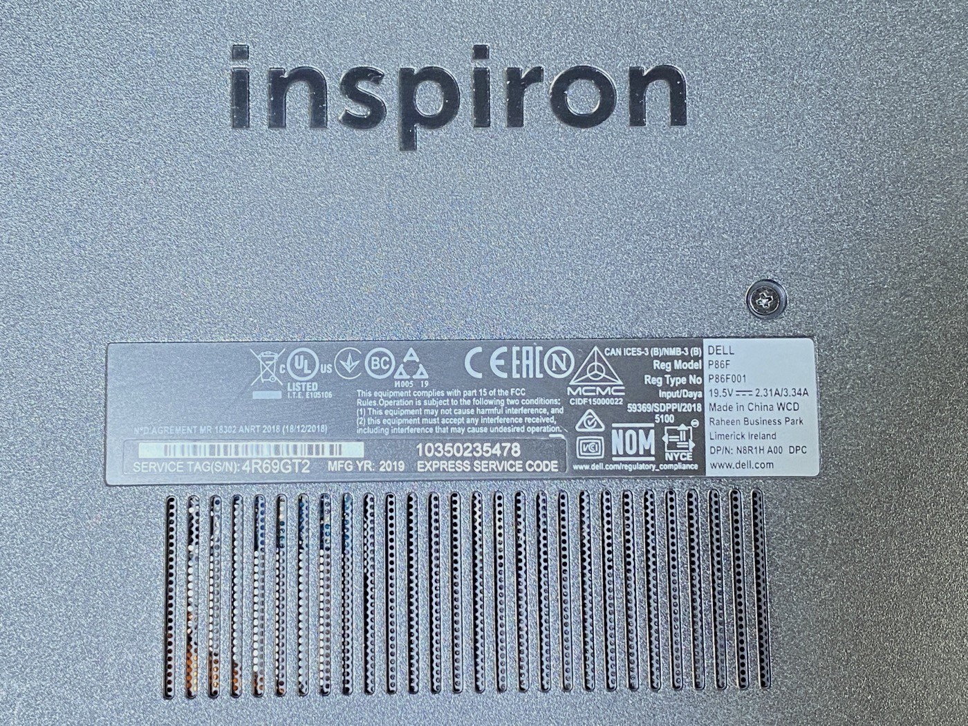 【中古・現状渡し】DELL inspiron P86F001 #1 - 画像 (6)