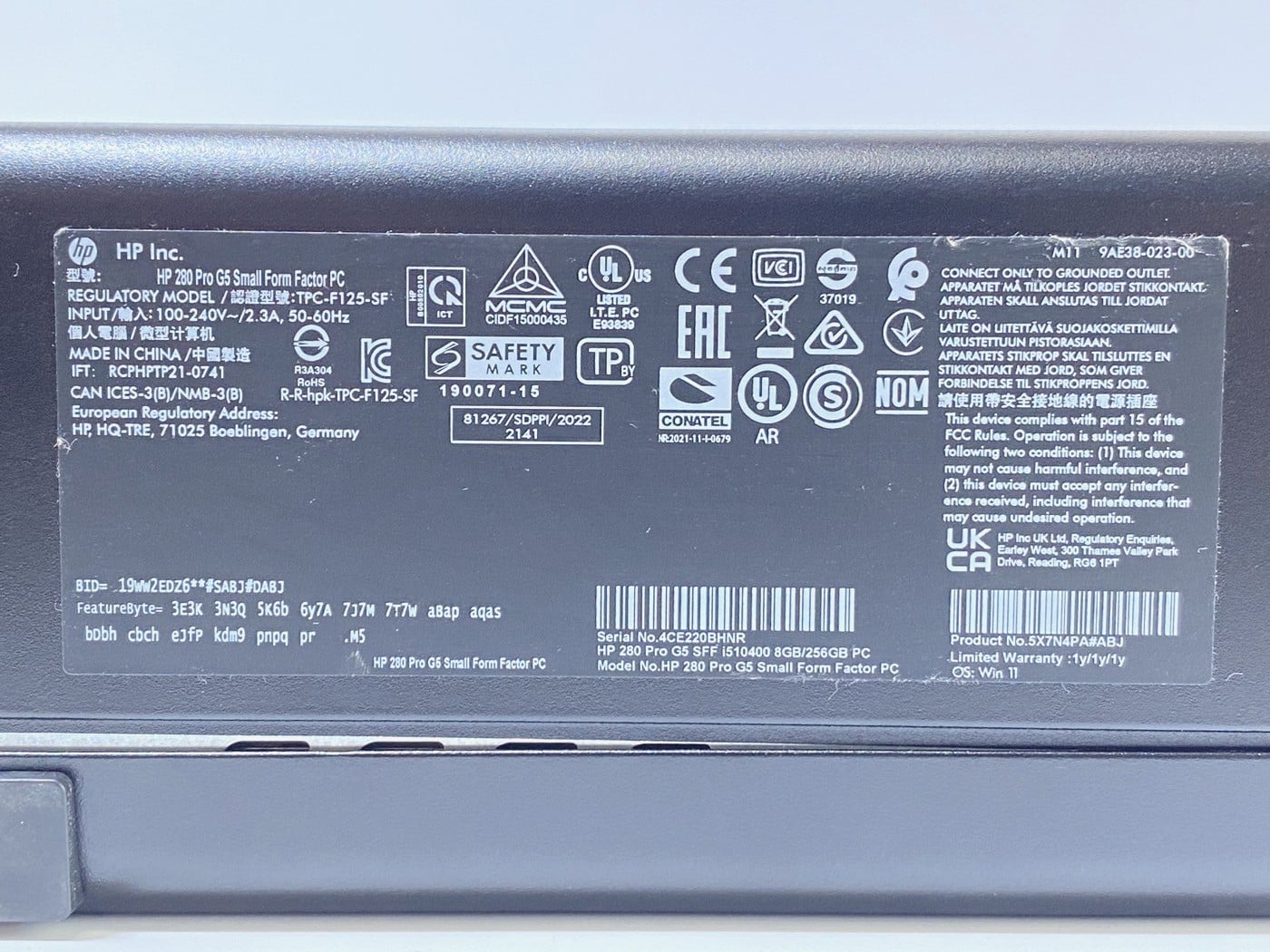 【中古・ジャンク】HP 280 Pro G5 TPC-F125-SF #7 - 画像 (6)