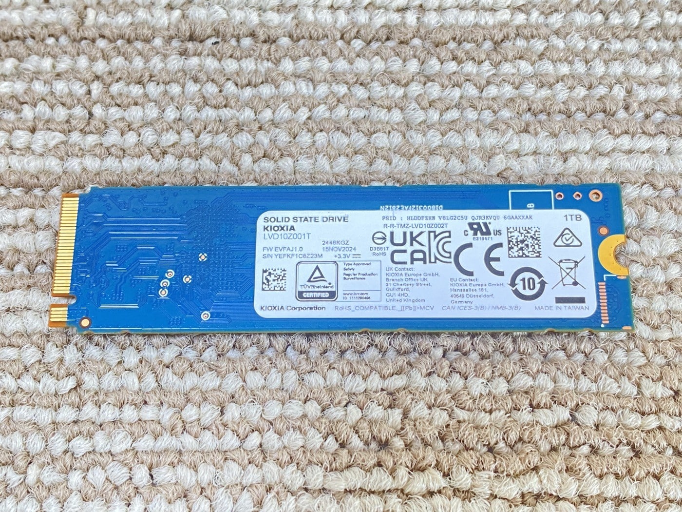 【中古】KIOXIA LVD10Z001T m.2 SSD 1TB PCIe5.0 - 画像 (2)
