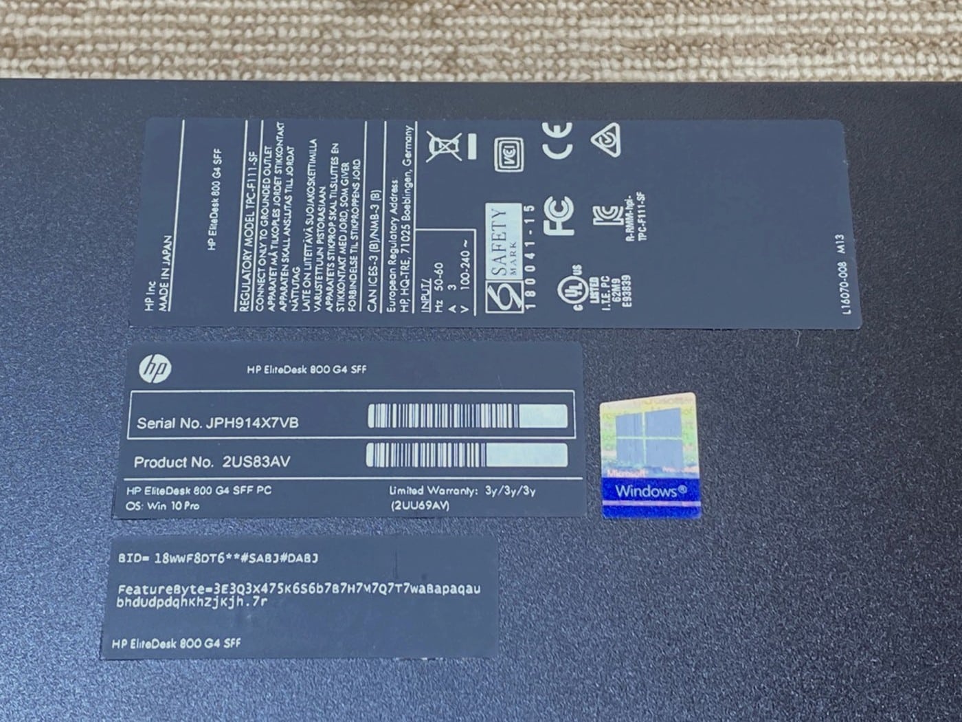 【中古】HP EliteDesk 800 G4 SFF #1 - 画像 (5)